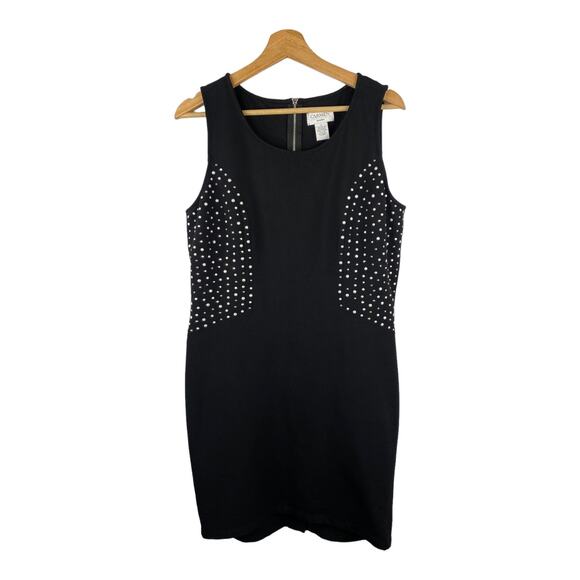 Carmen Marc Valvo Dresses & Skirts - Carmen Marc Valvo Size Large LBD Black Studded Sleeveless Party Dress Stretch